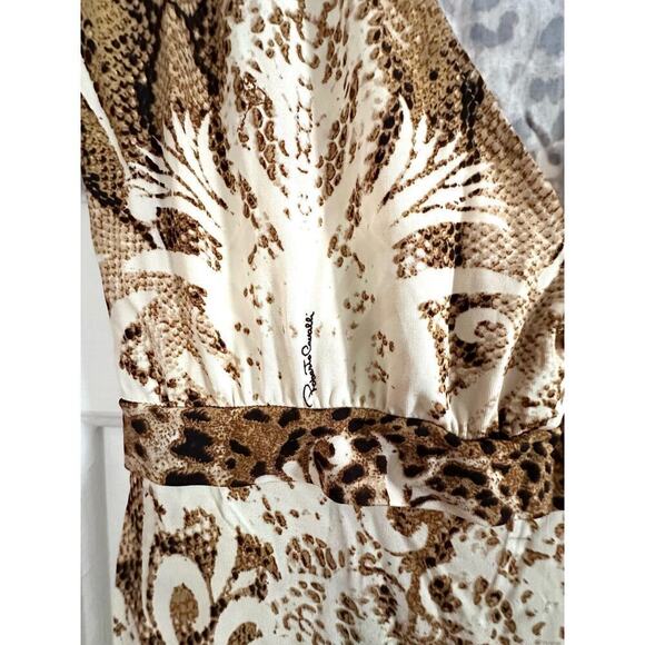 ROBERTO CAVALLI Leopard Floral Animal Snake Print Dress Gold Python Hardware - M - Picture 5 of 11